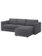 Чохол на 3-місний диван з шезлонгом Гуннаред середньо-сірий | 6693101 | фото 2