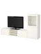 Комбінація для зберігання телевізора/скляні двері білий/біле прозоре скло Hanviken 240х42х129 см | 6693240