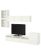 Комбінація для зберігання телевізора/скляні двері білий/біле прозоре скло Hanviken 300х42х211 см | 6693256
