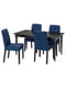 Стіл і 4 стільці чорний/Kvillsfors темно-синій/синій 155/215 см | 6693426