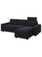 Чохол на диван 3-місний з шезлонгом з узголів'ям з широкими підлокітниками/Saxemara чорно-синій | 6693901 | фото 2