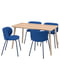 Стіл і 4 стільці ясеневий шпон/Tonerood blue 140 см | 6694251