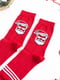 Носки новогодние красного цвета  с оригинальным принтом "Santa" | 6698032 | фото 4