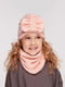 Комплект персикового кольору: шапка з бантом та хомут | 6700762