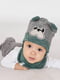 Зелений комплект: шапка з аплікацією і вушками і шарф-хомут | 6701453 | фото 2
