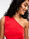 Червона сукня-міді на одне плече зі спідницею "на запах" | 6507043 | фото 3