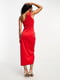 Червона сукня-міді на одне плече зі спідницею "на запах" | 6507043 | фото 4