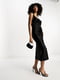 Чорна сукня-міді в білизняному стилі  | 6698886 | фото 2