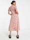 Сукня-міді А-силуету рожева з квітковим принтом | 6698888 | фото 2