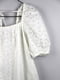 Платье А-силуэта белое с вышивкой и рукавами-фонариками | 6698906 | фото 2