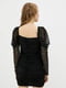 Драпірована чорна міні-сукня з напівпрозорими рукавами | 6699019 | фото 2