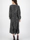 Сукня-міді А-силуету чорна з принтом з оборкою по поділу | 6699033 | фото 2