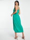 Зелена сукня-міді в білизняному стилі з оригінальним ліфом  | 6699056 | фото 2