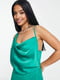 Зелена сукня-міді в білизняному стилі з оригінальним ліфом  | 6699056 | фото 4