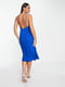 Приталенное синее платье со открытой спинкой | 6699096 | фото 2