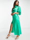 Сукня-міді зелена з вільним верхом и розрізом на ніжці | 6699124 | фото 3