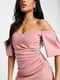 Сукня рожева відкритими плечима та оригінальним рукавом | 6699136 | фото 2