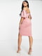 Платье розовое с открытыми плечами и оригинальным рукавом | 6699136 | фото 3