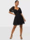 Сукня А-силуету чорна в горох з рукавами-фонариками | 6699150 | фото 4