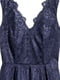 Кружевное платье синего цвета со складками на юбке | 6699260 | фото 2