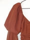 Драпірована коричнева сукня з об’ємними рукавами та кулісами | 6699296 | фото 2