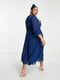 Сукня-максі синя з мереживними вставками та квітковою вишивкою | 6699319 | фото 3