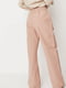 Пудрово-рожеві штани прямого вільного крою на резинці з накладними кишенями | 6699322 | фото 2