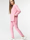 Рожевий спортивний костюм з двонитки з асиметричним світшотом та написами | 6699368 | фото 4