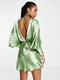 Яскрава зелена міні-сукня з відкритою спиною та вільними рукавами
 | 6699391 | фото 4