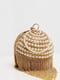 Залотий клатч круглої форми декорований перлами та ланцюжками | 6699597