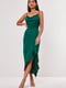 Асиметрична зелена сукня в білизняному стилі з оборкою | 6699620 | фото 2