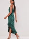 Асиметрична зелена сукня в білизняному стилі з оборкою | 6699620 | фото 3