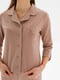 Піжама кольору моко: сорочка з нашивкою на кишені та штани | 6699639 | фото 2