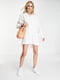 Платье-рубашка оверсайз белое из фактурной ткани | 6699675