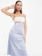 Блакитно-біла сукня А-силуету із вирізами на талії | 6699742 | фото 2