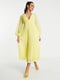 Желтое полупрозрачное платье в горошек с плиссированной юбкой | 6699777