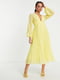 Желтое полупрозрачное платье в горошек с плиссированной юбкой | 6699777 | фото 2