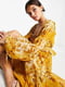 Асимметричное свободное платье желтого цвета с цветочным принтом | 6699794 | фото 3