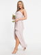 Светло-розовое платье-бюстье с вырезом на ножке, украшенное складками | 6699830 | фото 2