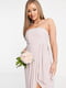 Светло-розовое платье-бюстье с вырезом на ножке, украшенное складками | 6699830 | фото 3
