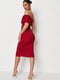 Приталена червона сукня на одне плече з вирізом на ніжці | 6699849 | фото 2