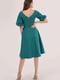 Сукня А-силуету зелена з рукавами-балонами | 6699910 | фото 2
