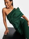 Приталена зелена сукня на одне плече оригінального дизайну | 6699986 | фото 4