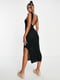 Облягаюча чорна сукня-міді з відкритою спинкою | 6700039 | фото 2