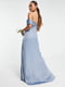 Длинное синее платье с открытым декольте и глубоким вырезом | 6700042 | фото 2