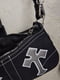 Чорна сумка-багет з фурнітурою сріблястого кольору | 6700049 | фото 4