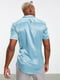 Блакитна атласна сорочка з коротким рукавом | 6700068 | фото 2