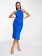 Приталена синя сукня з відкритою спинкою | 6700069 | фото 2