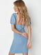 Джинсова облягаюча блакитна сукня з вирізом-каре та рукавами-фонариками | 6700127 | фото 2
