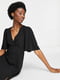 Чорна сукня-міді А-силуету з розрізами і широкими рукавами | 6700169 | фото 2